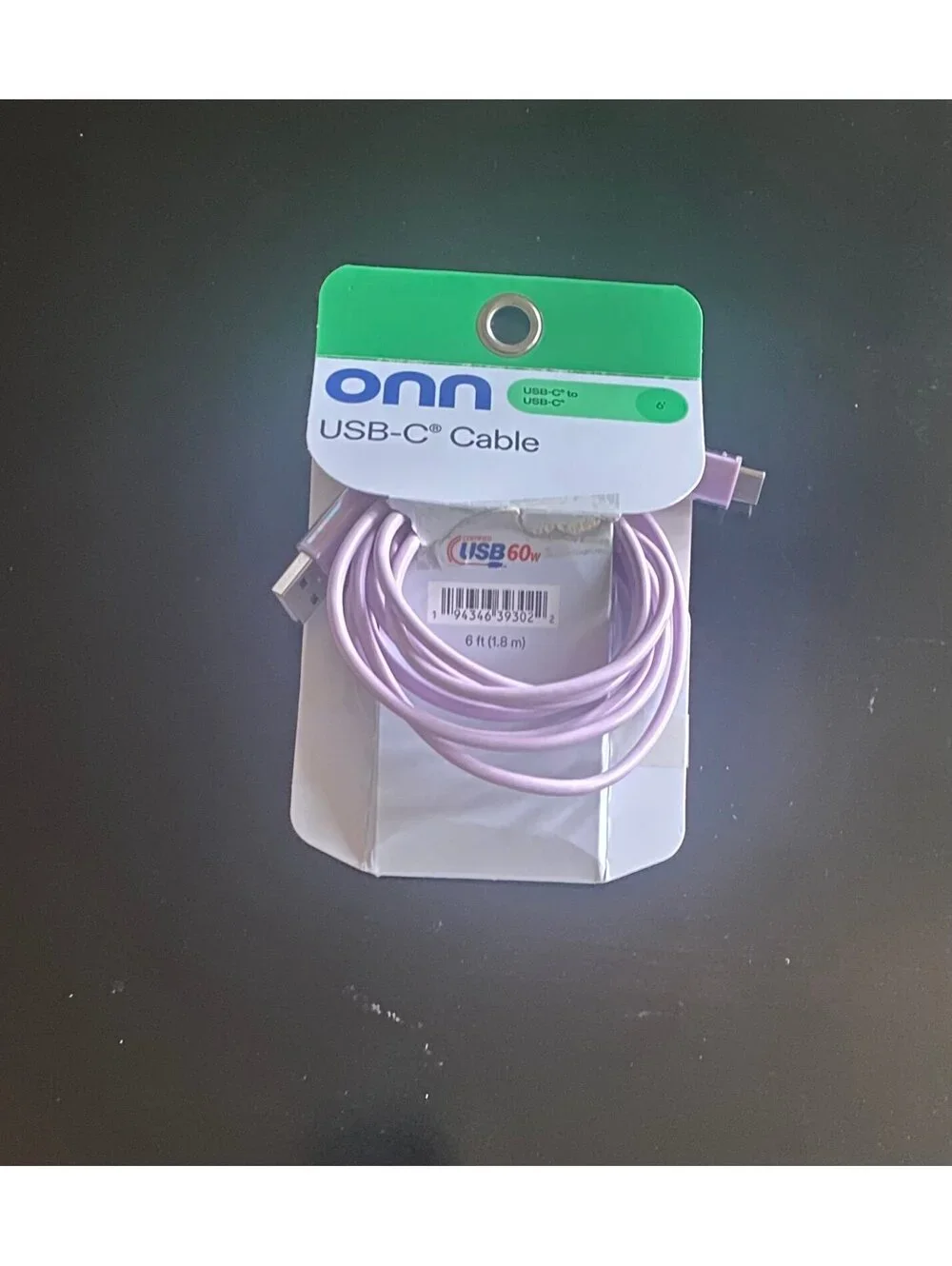 Onn 6ft USBC-C to USBC-C Charging Cable Light Purple